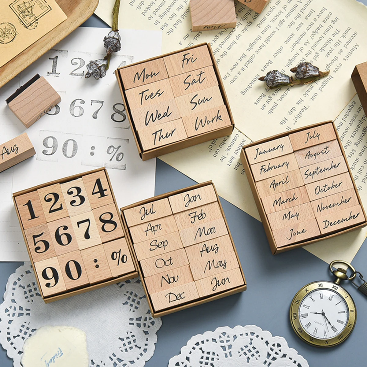 Rubber Date Stamp - Деревянный резиновый штамп с датой, 12
